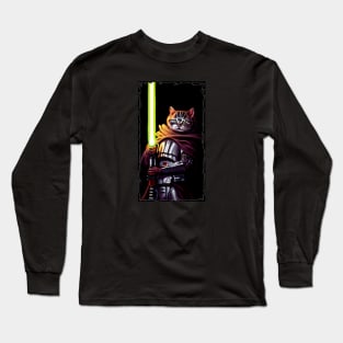 Fun Cat Print ~ AI Art ~ Fantasy Cat ~ Sci-fi Cat ~ Cats with Lightsabers Long Sleeve T-Shirt